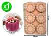 Molde silicona 6 flores/burbujas x1