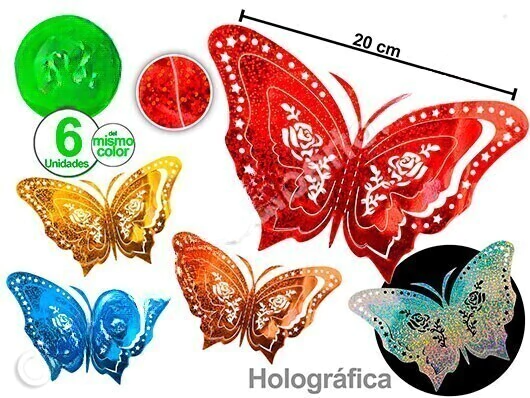 Mariposa holografica varios colores