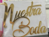 Aplique para torta de acrilico espejado nuestra boda DORADO xunidad