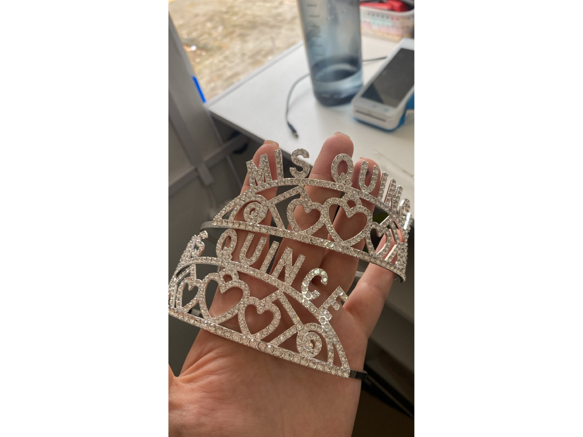 Corona mis quince plateada con strass x1