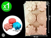 Molde silicona 6 flores surtidas x1