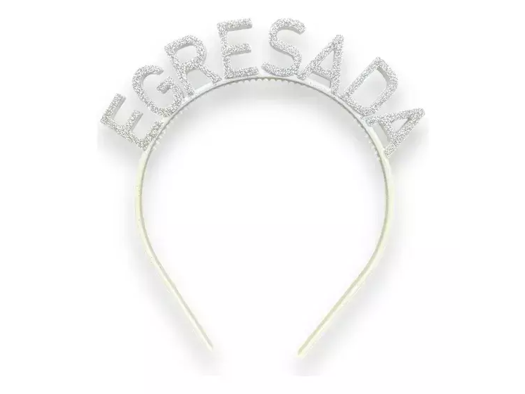 Vincha strass deluxe egresada plateada x1