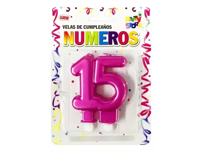 Vela aniversario nº15 fucsia x1