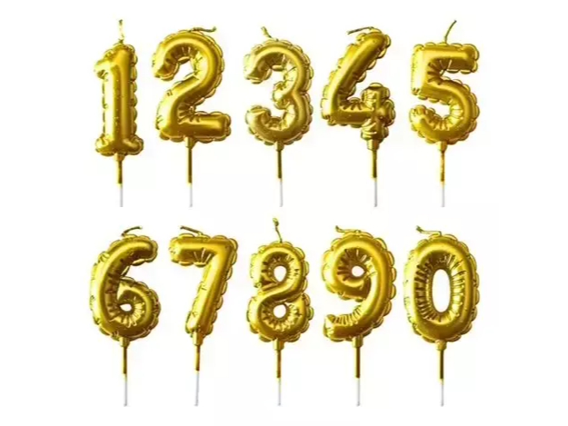 vela numero globito metalizada oro