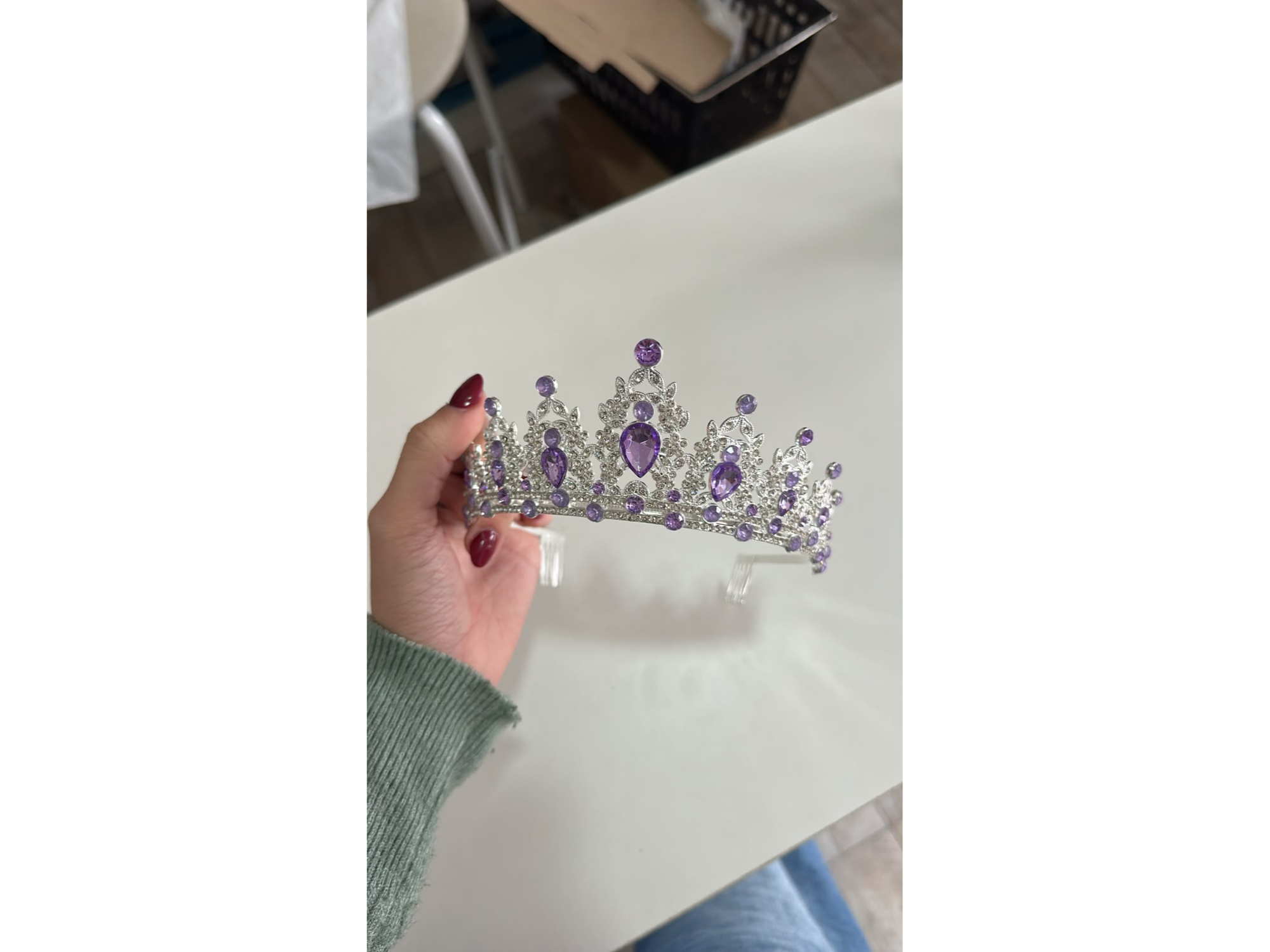 Tiara reina metal con piedras premium x1