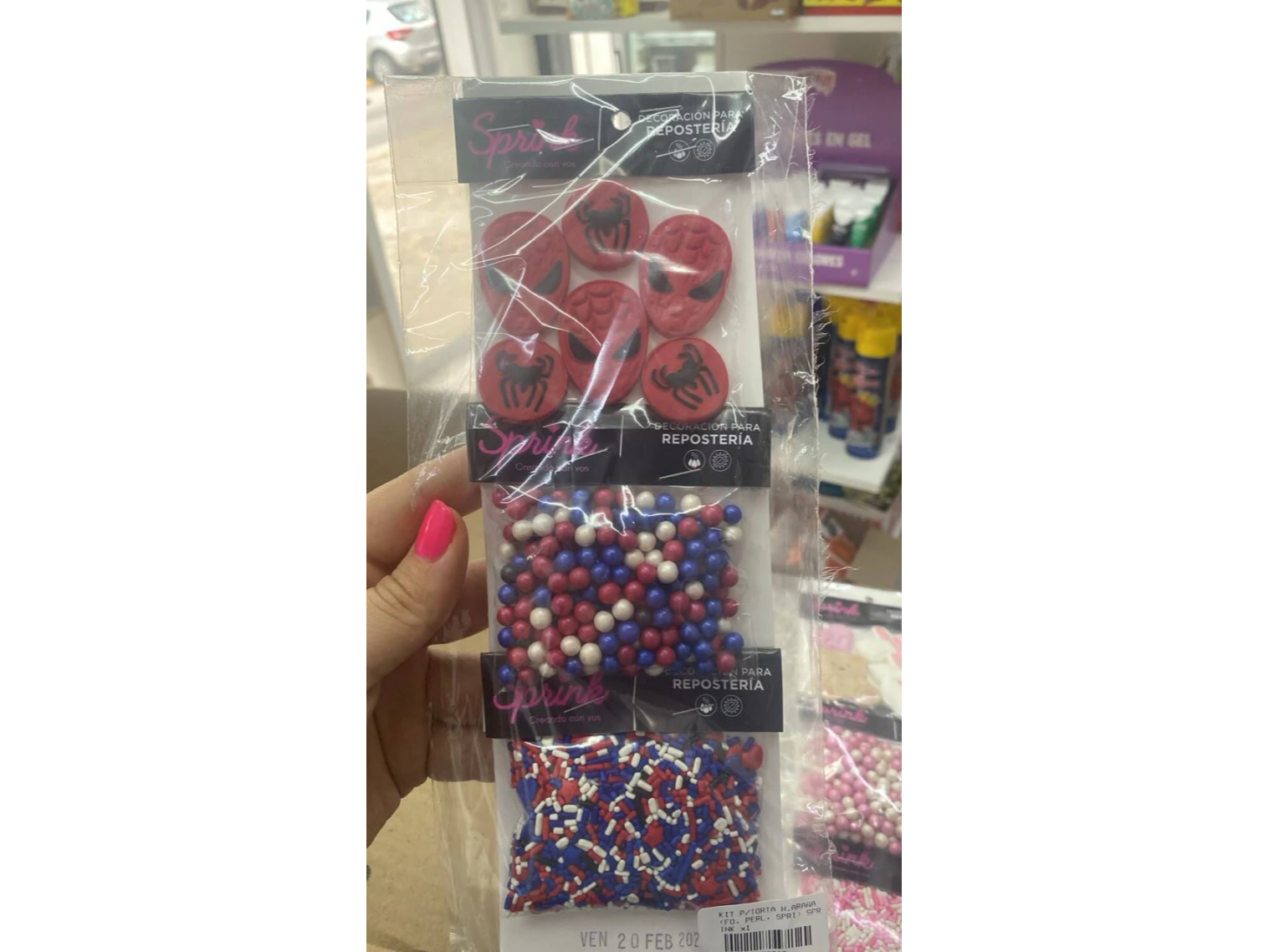 Kit para torta hombre araña (formas, perlas,sprinkles) sprink x1