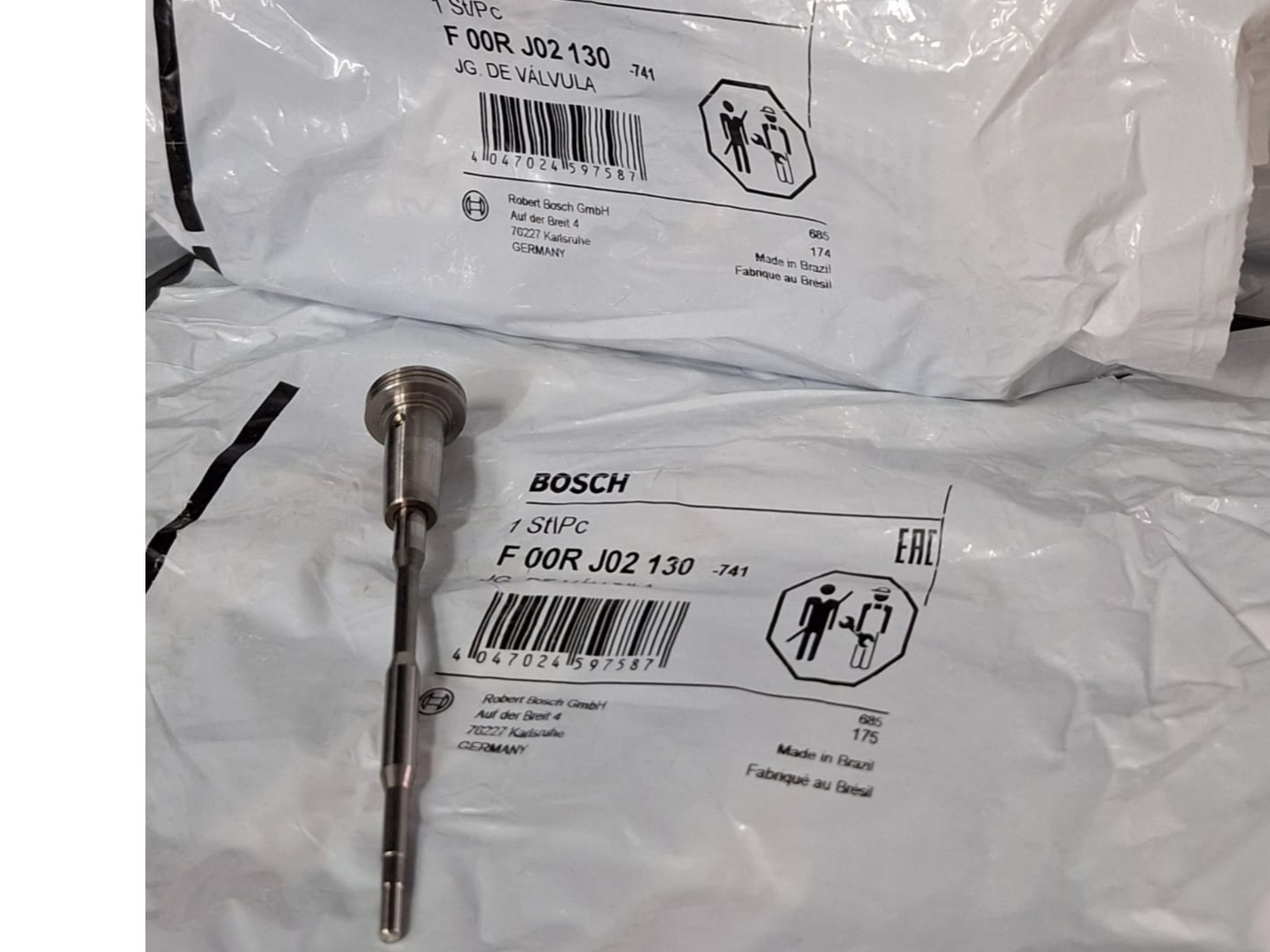 F 00R J02 130 - JUEGO VALVULAS BOSCH INYECTOR COMMON RAIL - CUMMINS 5.9 / 6.7 - FORD CARGO - VW