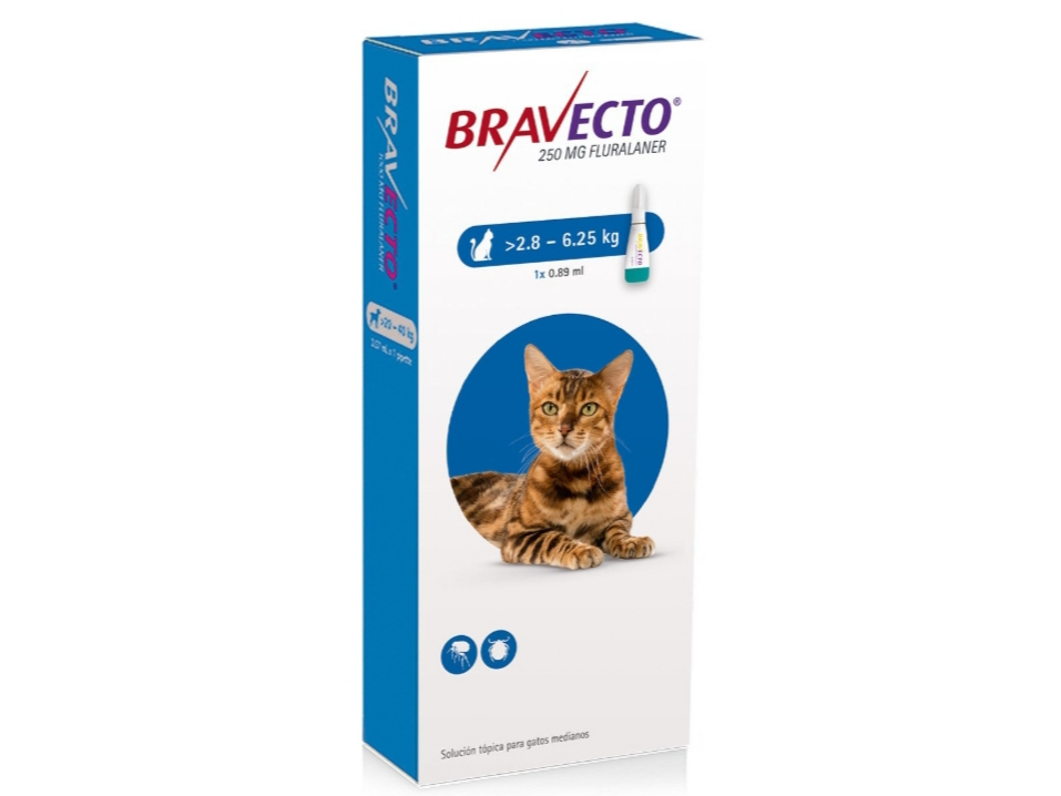 Bravecto pipeta gatos de 2.8 a 6.25 kg (art 255)