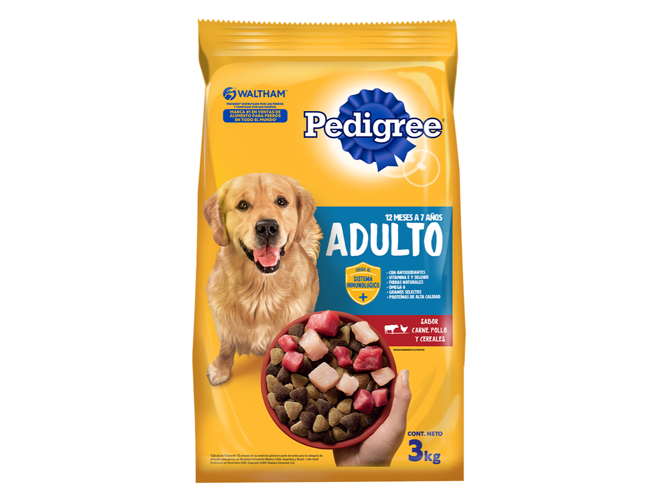 Pedigree adulto carne, pollo y cereal x 1.5 kg