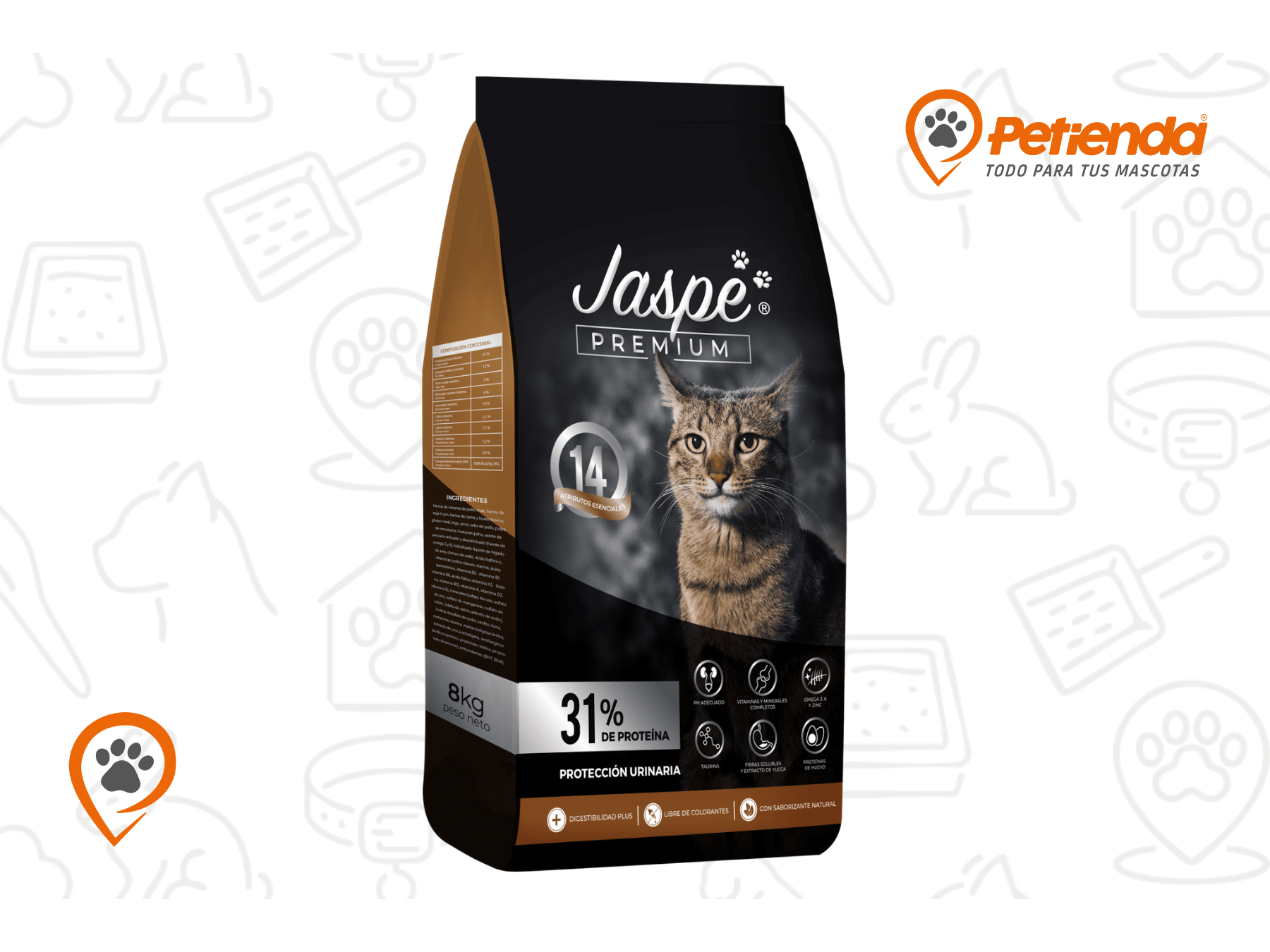 JASPE PREMIUM GATO 31%PROT X8KG