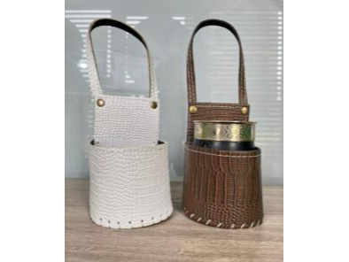 PORTA MATE CUERO ECOLOGICO CROCO (BLANCAS, NEGRAS Y MARRONES)