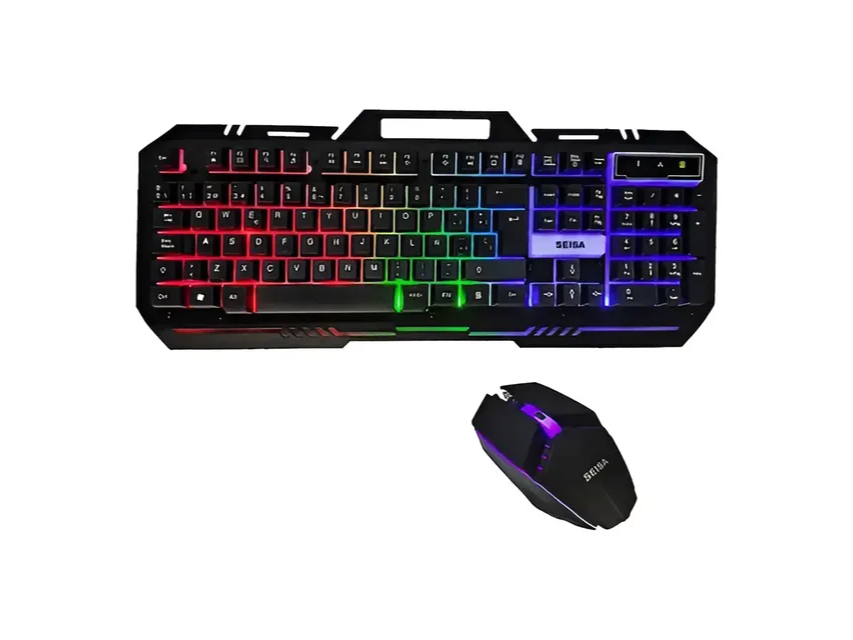KIT COMBO TECLADO + MOUSE GAMER C/CABLE RGB SEISA DN-K77 METAL SURFACE