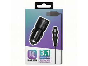 CARGADOR 12V/24V MICRO 3,1A "ESTRUENDO" KARSEN (2 USB + CABLE)