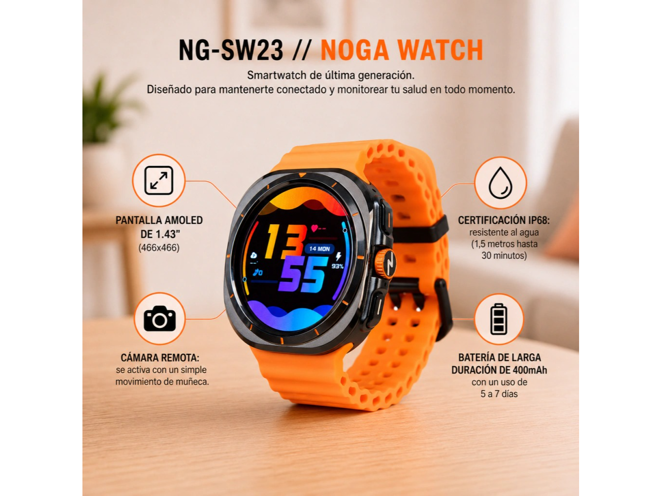 SMART WATCH NOGA PREMIUM IP68-400MAH (NG-SW23)