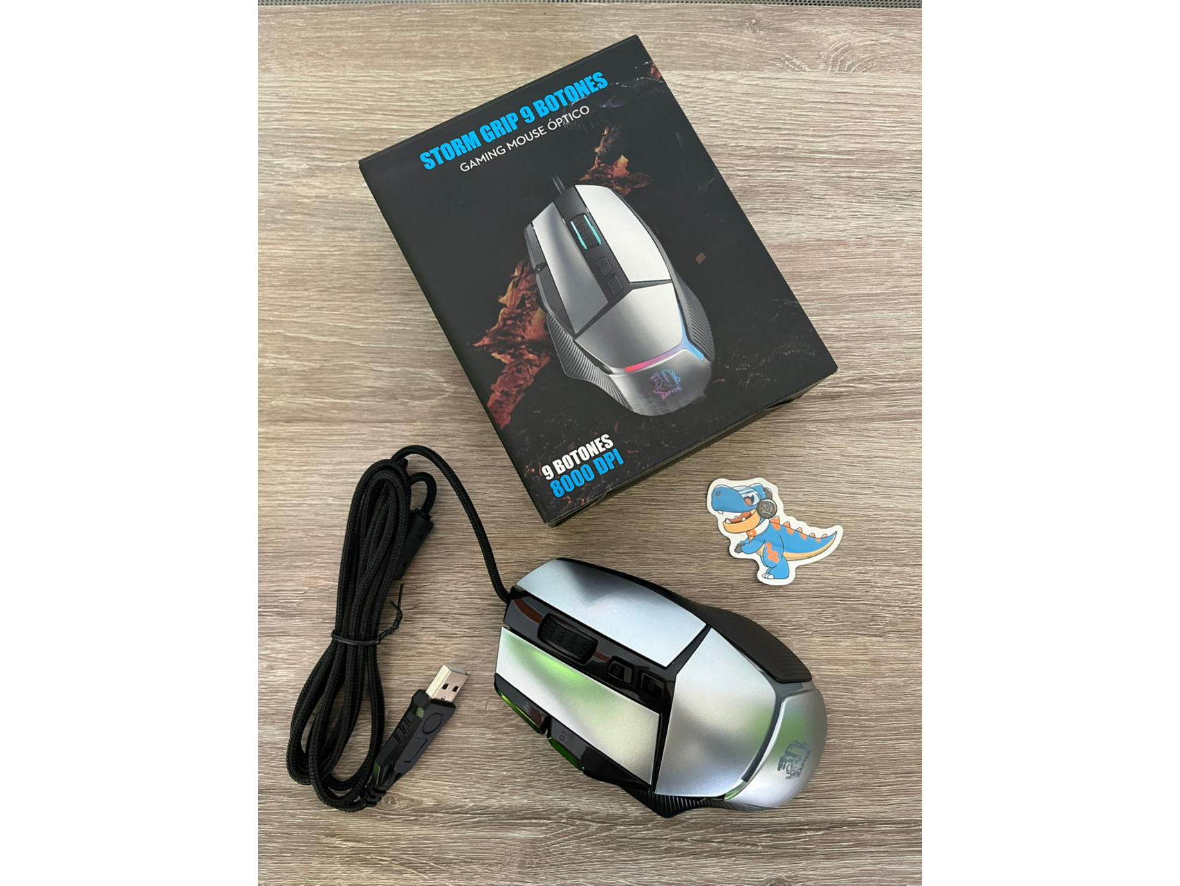 MOUSE GAMER OPTICO RAPTOR STORM GRIP 9 BOTONES 8000DPI