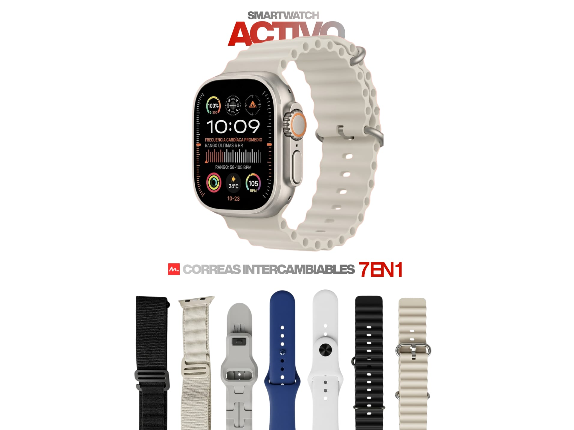 SMART WATCH ULTRA 3 (7 MALLAS) AMOLED