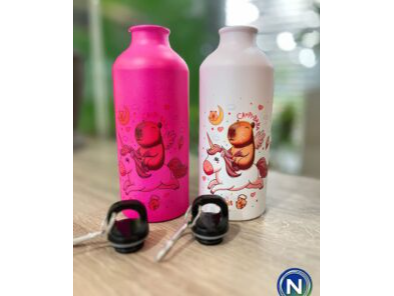 BOTELLITA ALUMINIO CAPYBARA 600ML (CAMBIAN DE COLOR)