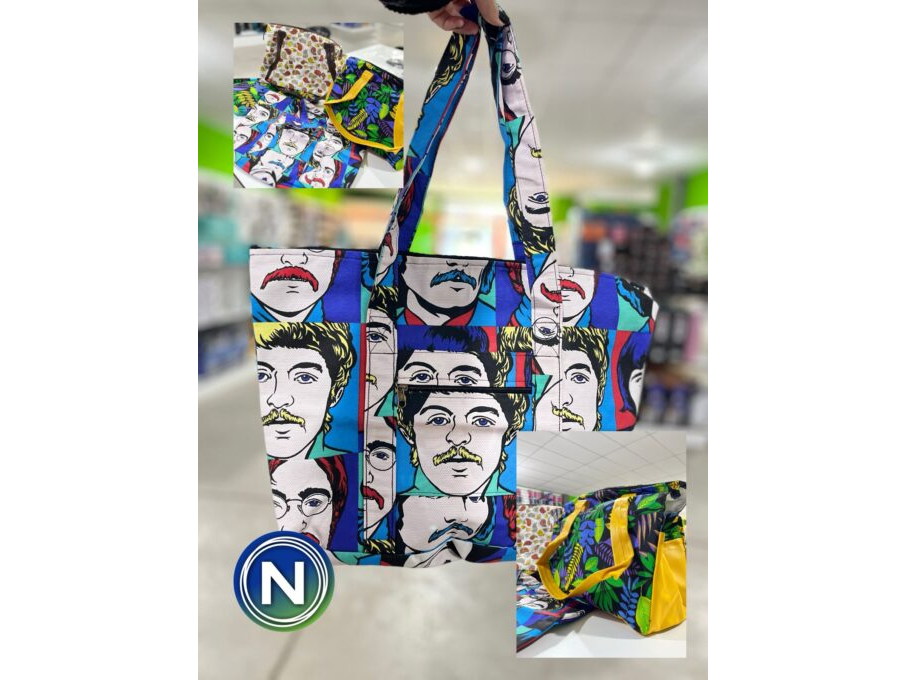 BOLSO MERCEDES MEDIANO LONA Y ECOCUERO FORRADO INTERIOR