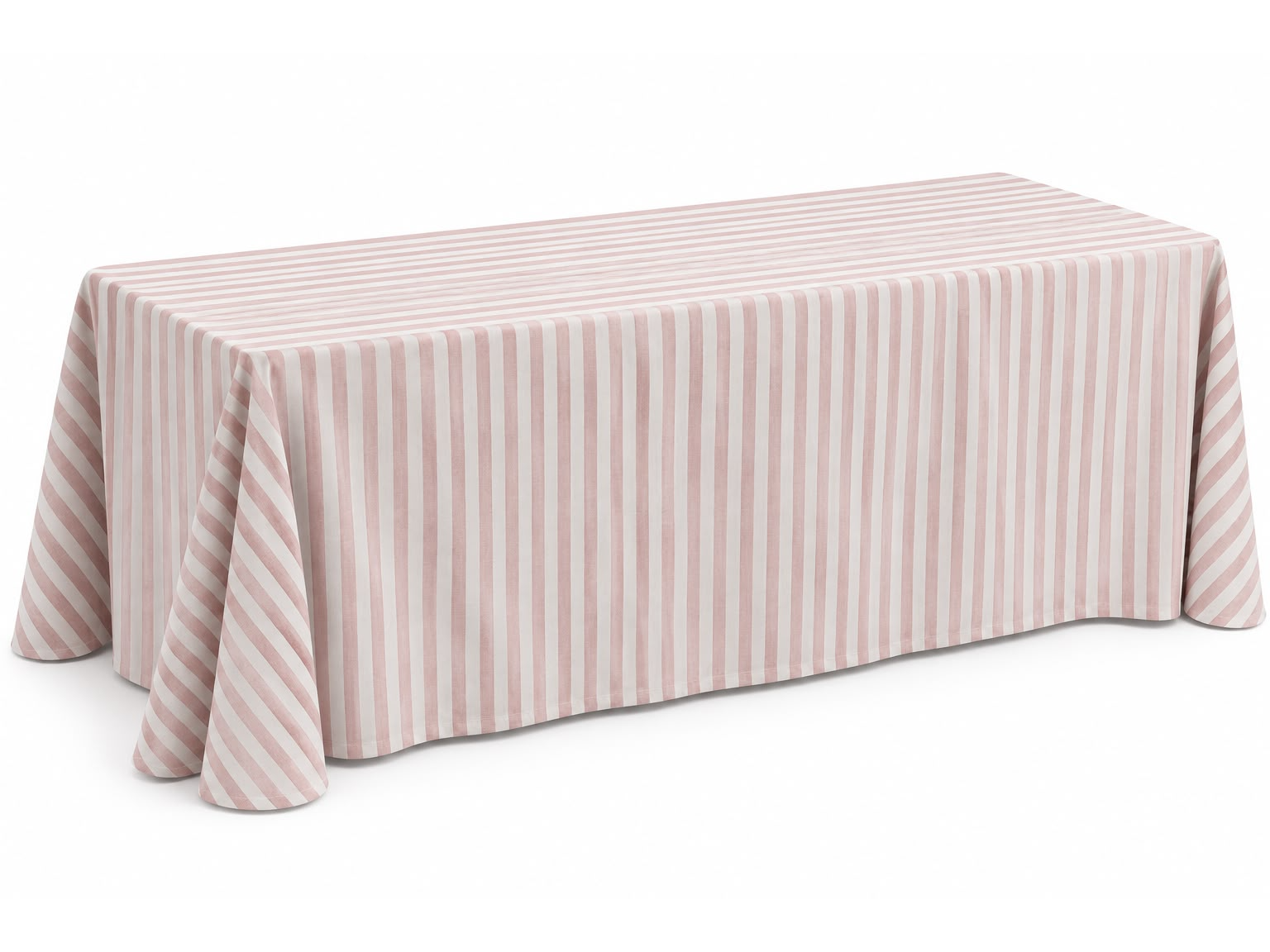 Mantel a Rayas Rosa gastado - Blanco