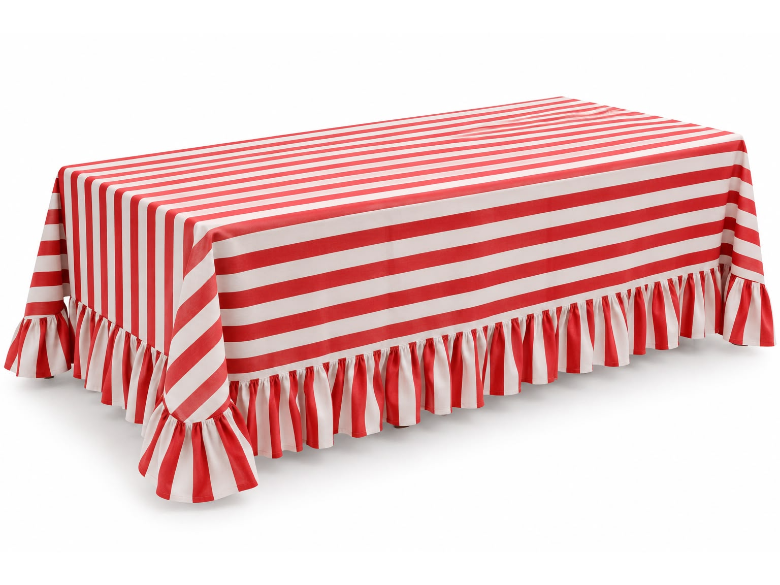 Mantel a Rayas con Flecos Rojo - Blanco