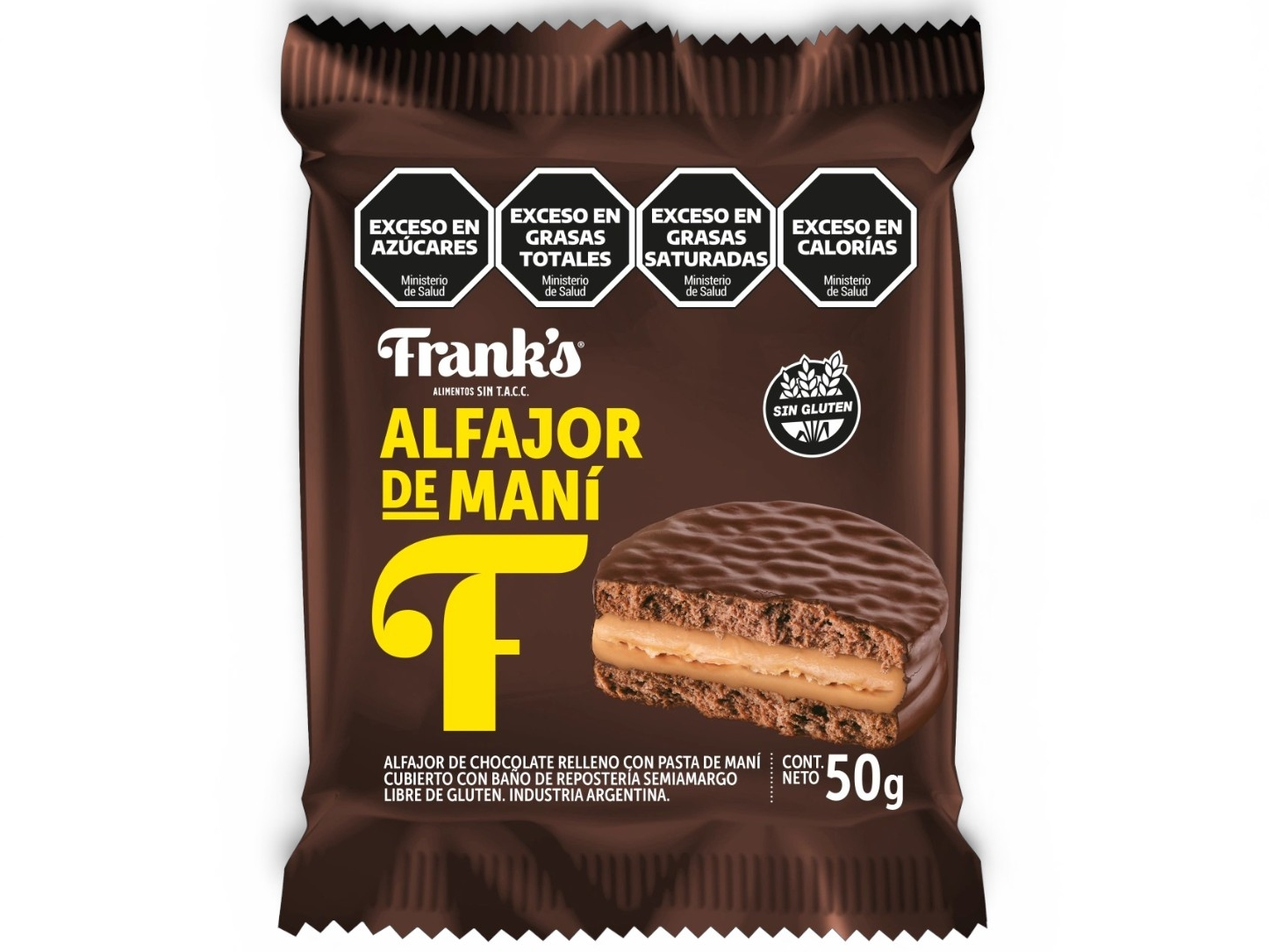 Alfajor de Maní sin tacc Franks x 8 un