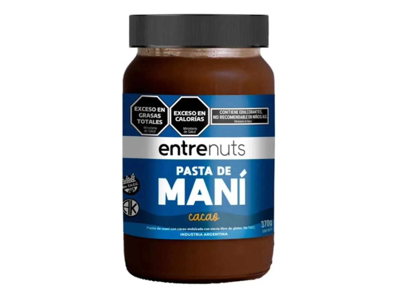 Pasta de maní con cacao sin tacc sin azúcar 370g