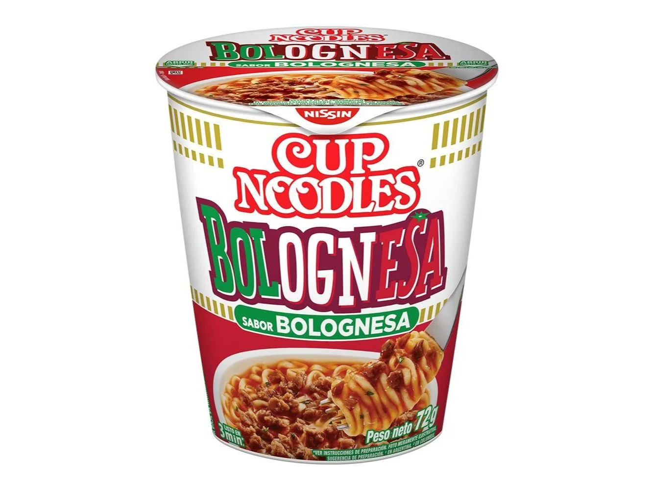 CUP NOODLES NISSIN SABOR BOLOGNESA 72G