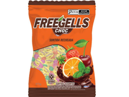 PACK BALA (CARAMELO)  RICHAN FREEGELLS RECHEADA CHOCOLATE ( RECHENA DE CHOCOLATE)  475G