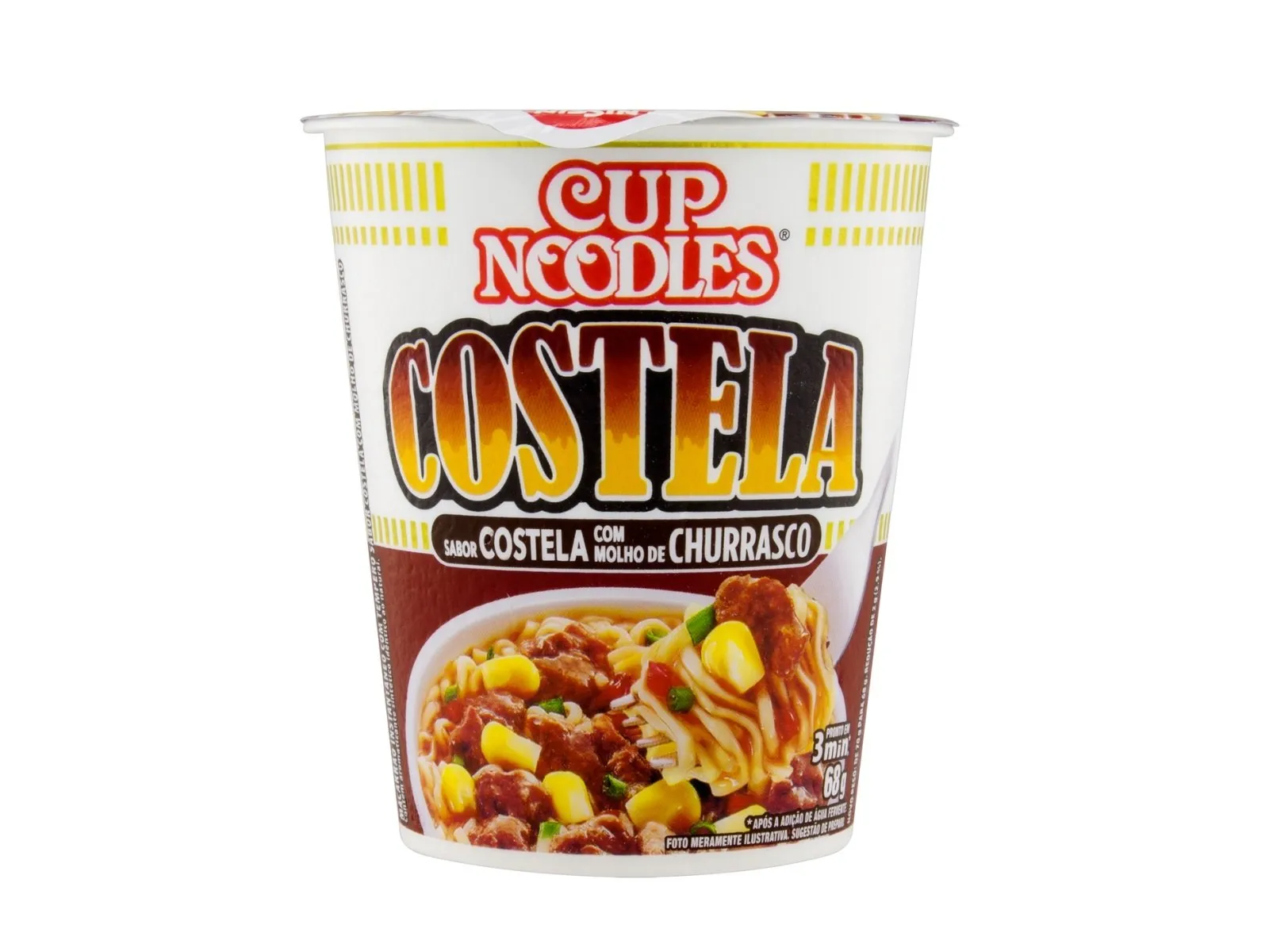 CUP NOODLES NISSIN SABOR COSTILLA CON SALSA BARBACOA 68G