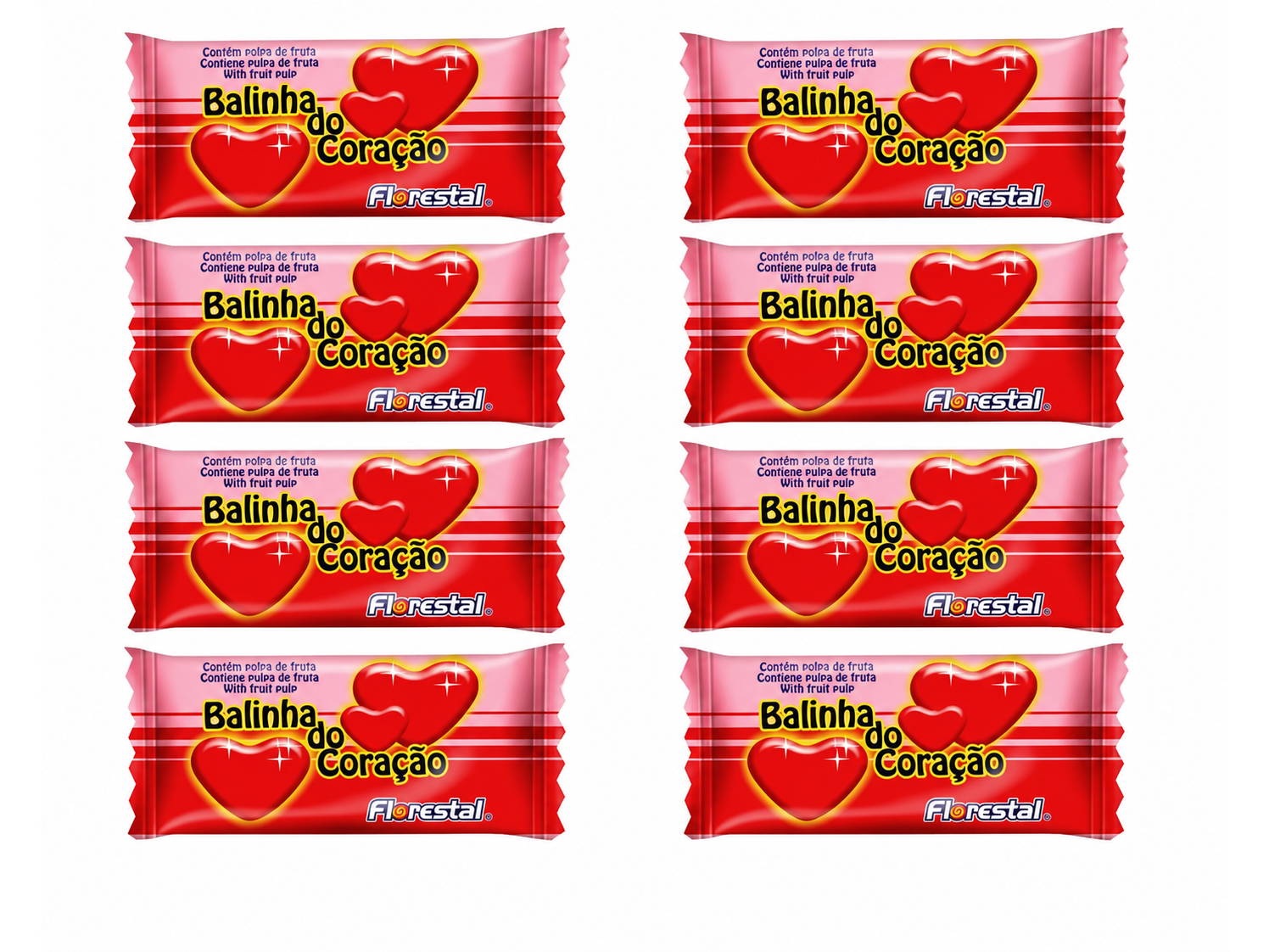 10 UN BALA (CARAMELO) BALINHA DO CORAÇÃO FLORESTAL MORANGO (FRUTILLA) de MASTER MERCADO