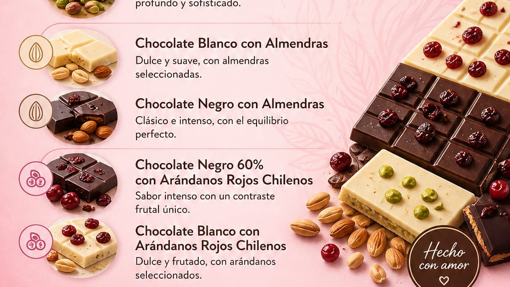 Tabletas de chocolate con frutas