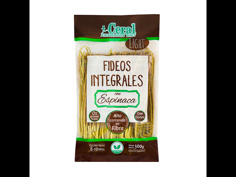 Fideo de espinaca integrales