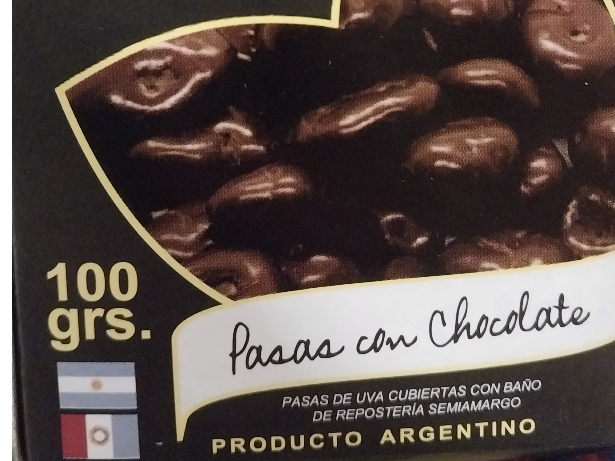 Pasas con chocolate presentación caja