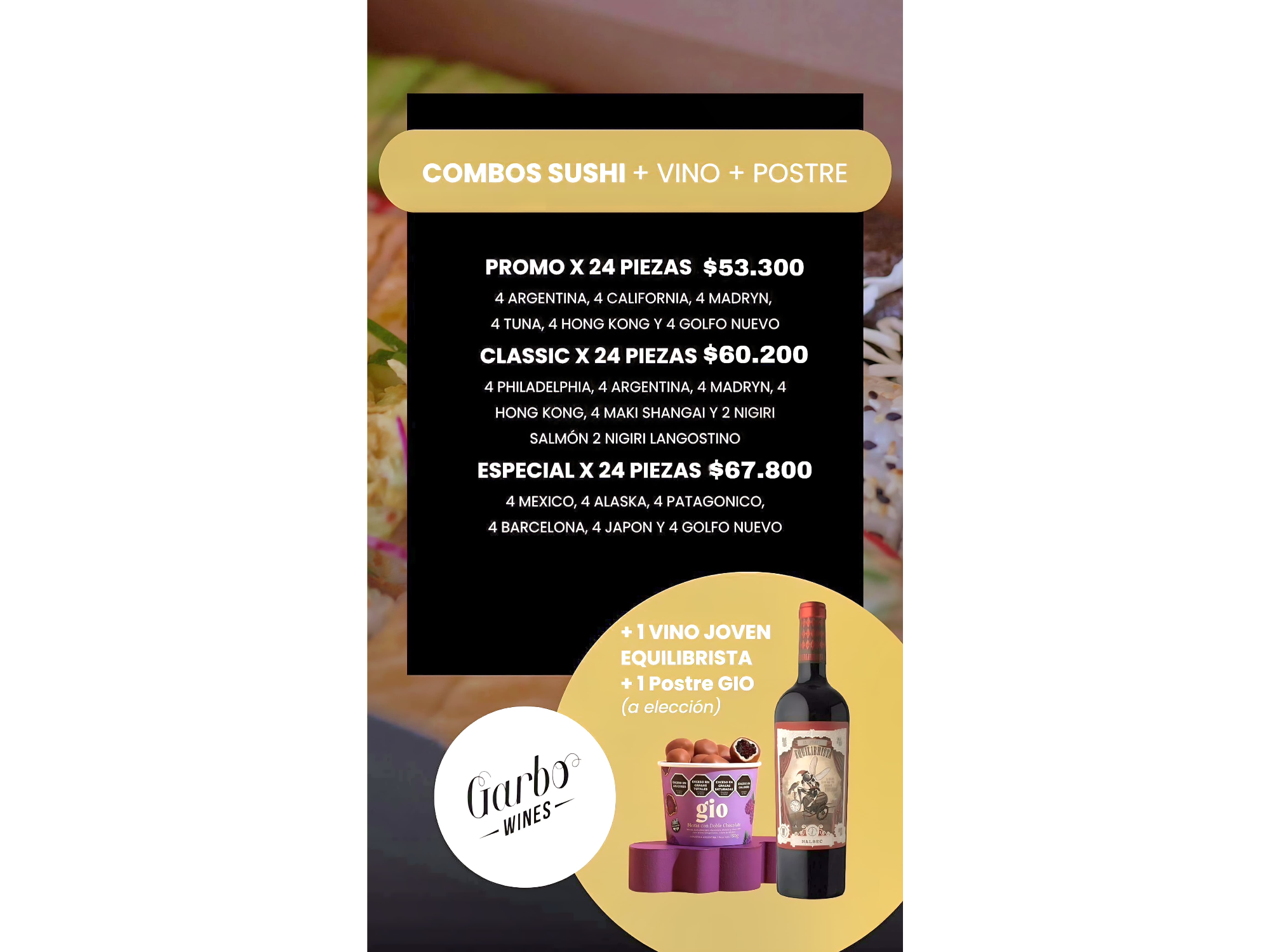 PROMO (X24) + 1 VINO JIVEN EQUILIBRISTA + 1 GIO (A ELECCION)