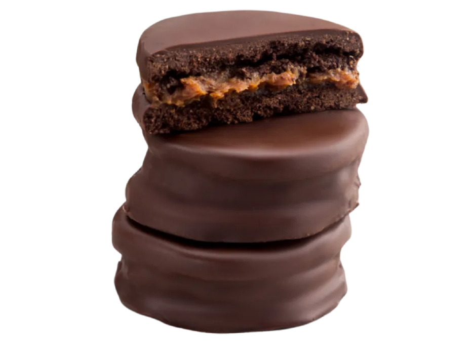 ALFAJOR DE CHOCOLATE NEGRO Y DULCE DE LECHE