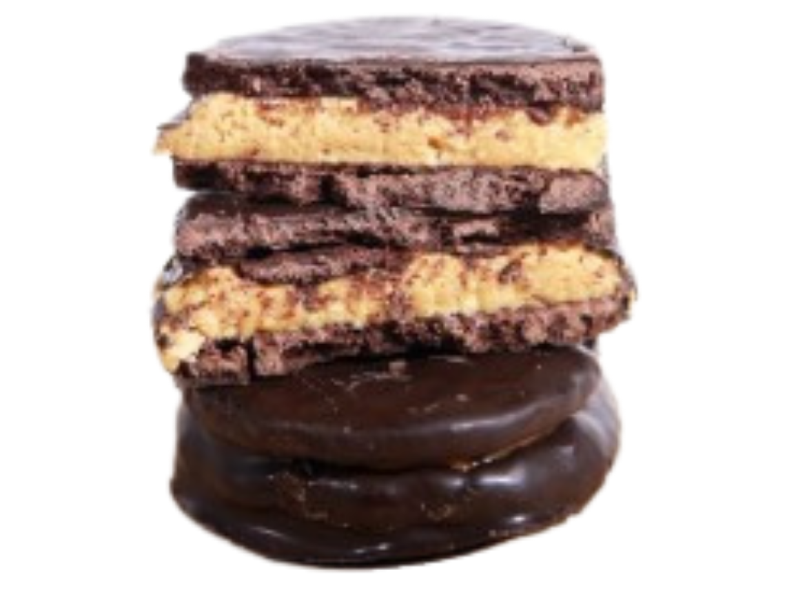 ALFAJOR DE CHOCOLATE NEGRO Y CREMA DE MANÍ
