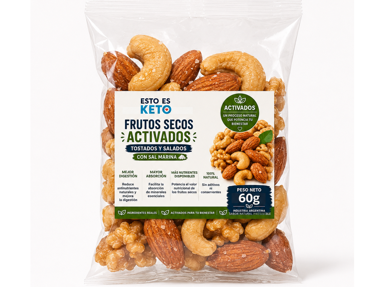 FRUTOS SECOS ACTIVADOS Y TOSTADOS X 60 G