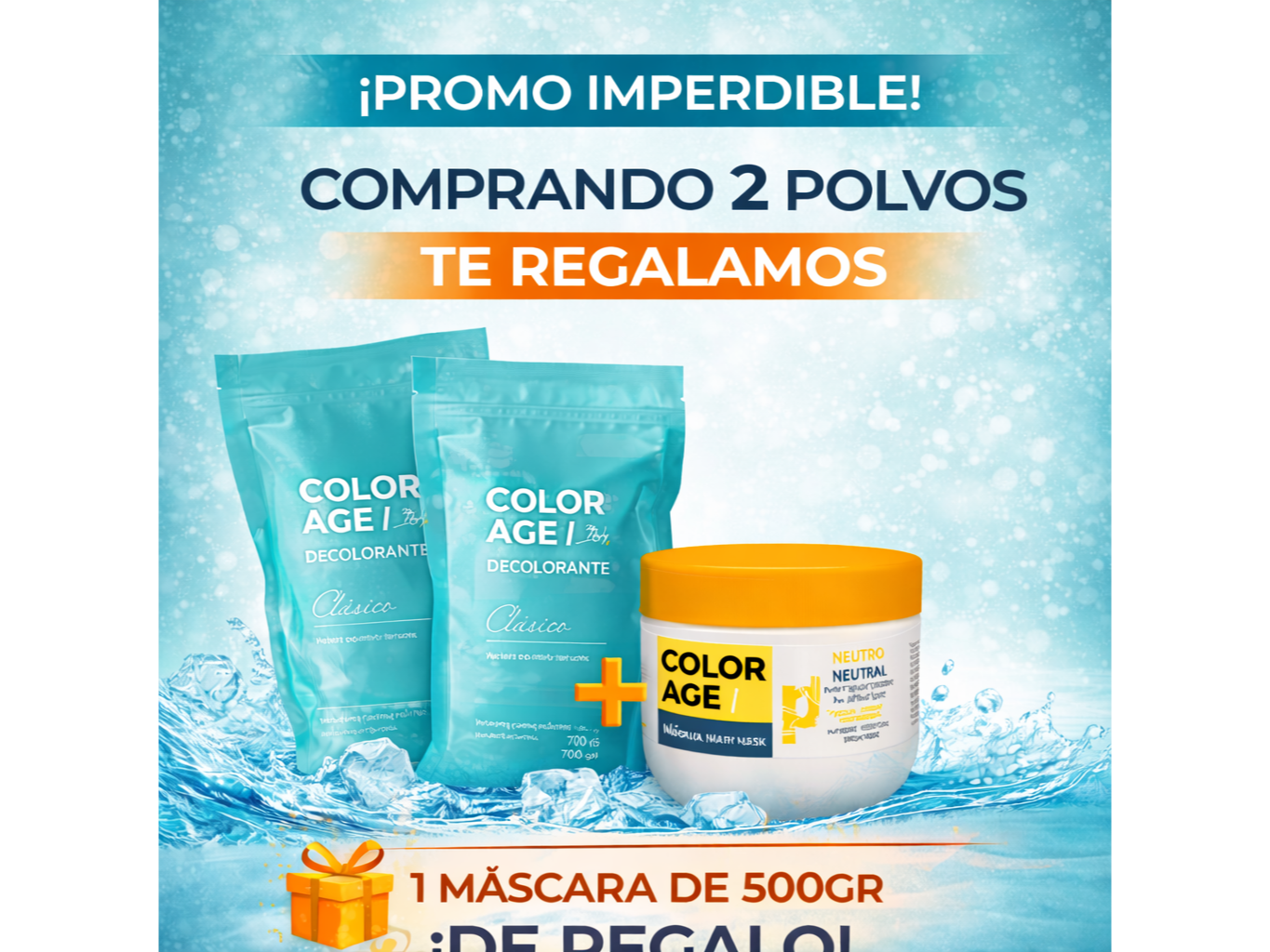 2 unidades de COLOR AGE POLVO DECOLORANTE CLASICO - 700GRS + MASCARA DE REGALO