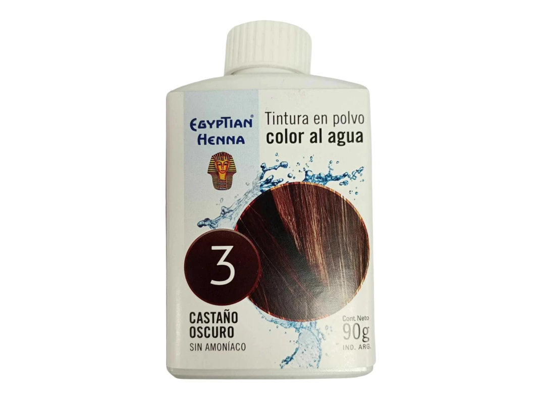 EGYPTIAN HENNA TINTURA EN POLVO COLOR AL AGUA 90GRS CASTAÑO OSCURO