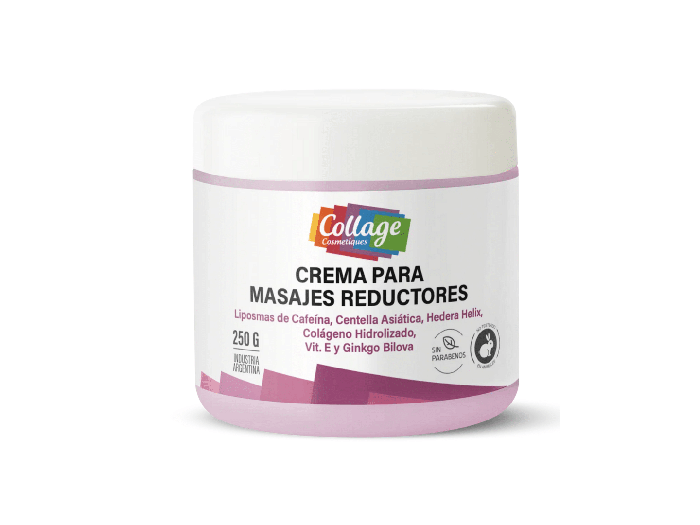 COLLAGE CREMA PARA MASAJES REDUCTORES CON LIPOSOMAS DE CAFEÍNA, CENTELLA ASIÁTICA, HEDERA HELIX, COLÁGENO HIDROLIZADO, VITAMINA E Y GINKGO BILOVA 250ML