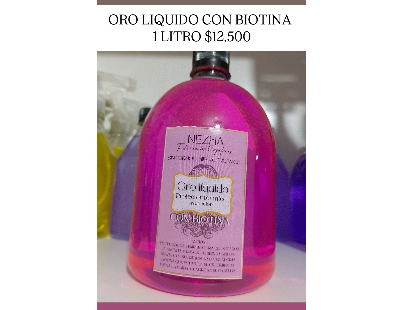 Oro líquido con Biotina 1 LITRO repuesto