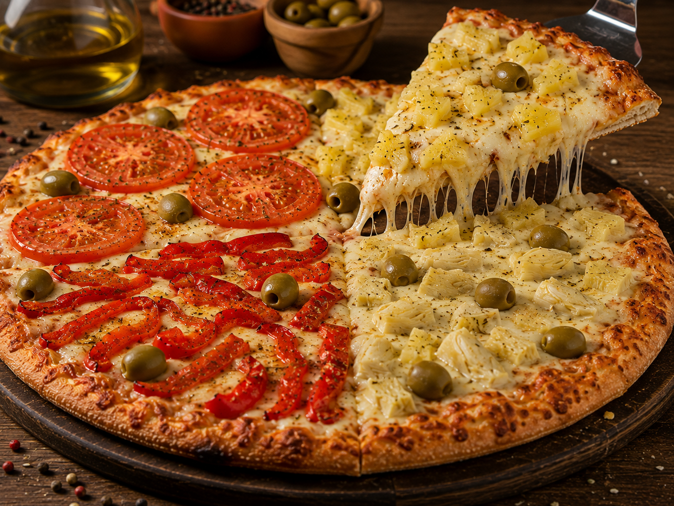 Pizzas Gigante de 4 Gustos.