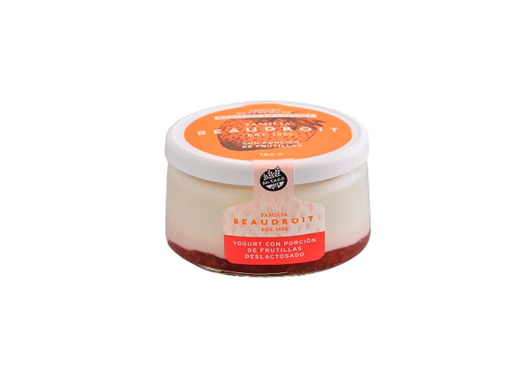 Yogurt Descremado Deslactosado 95% Sabor Frutilla x 160g - Beaudroit
