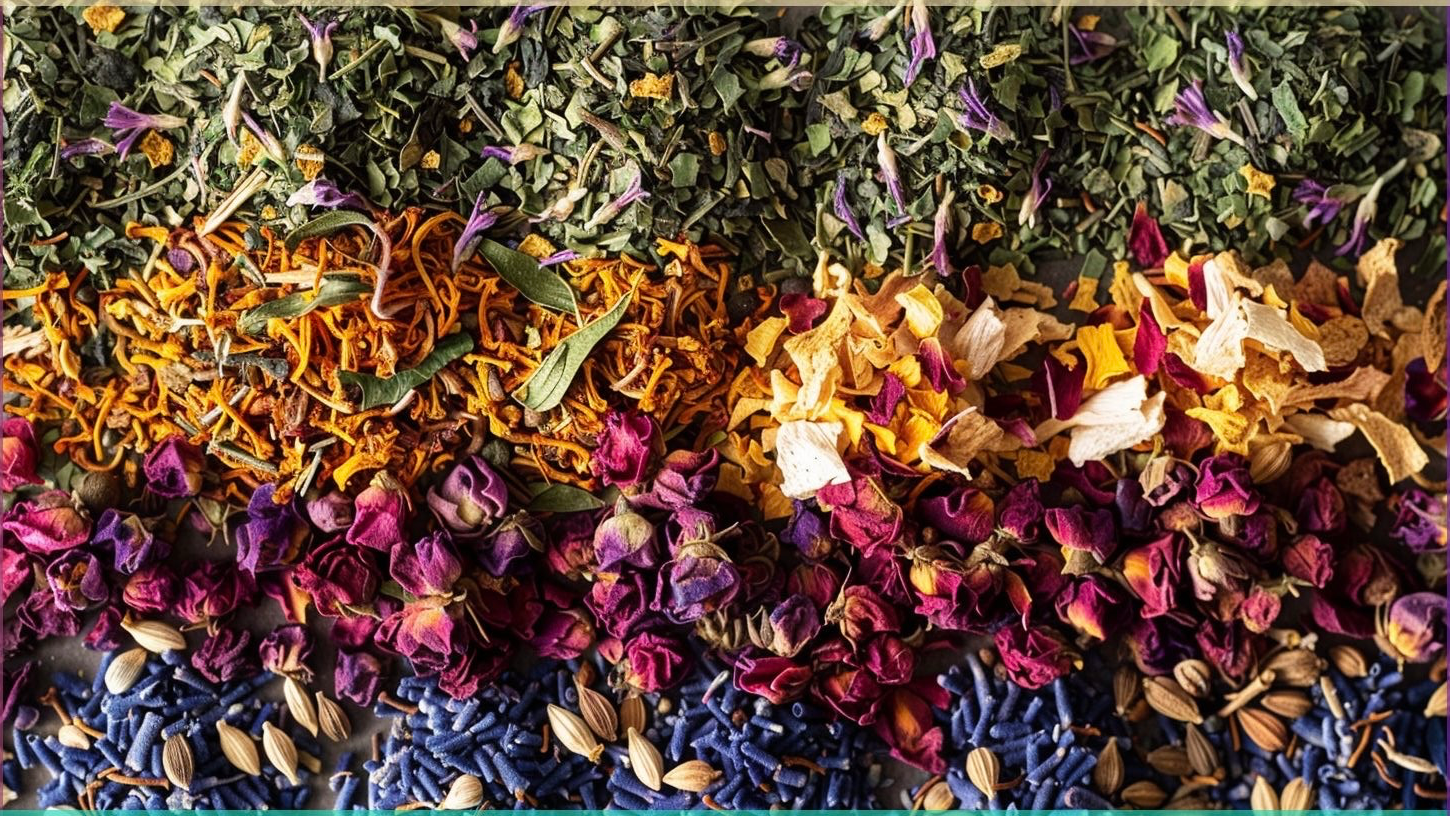 HIERBAS, HOJAS, FLORES & TÉ