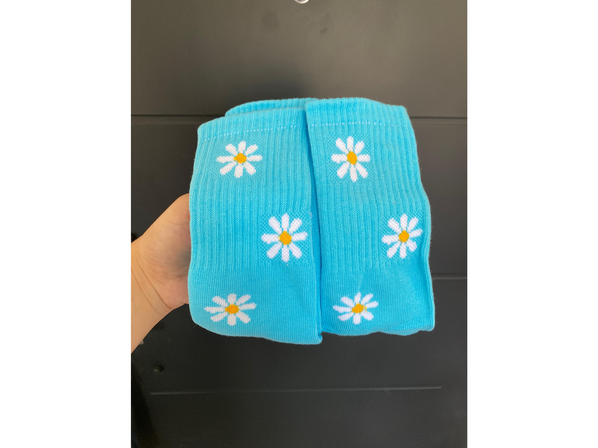 MEDIAS FLORES TURQUESA