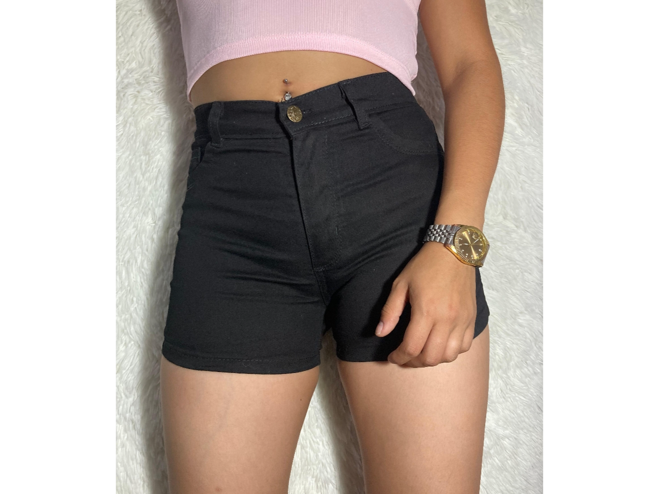 Short negro liso elástizado