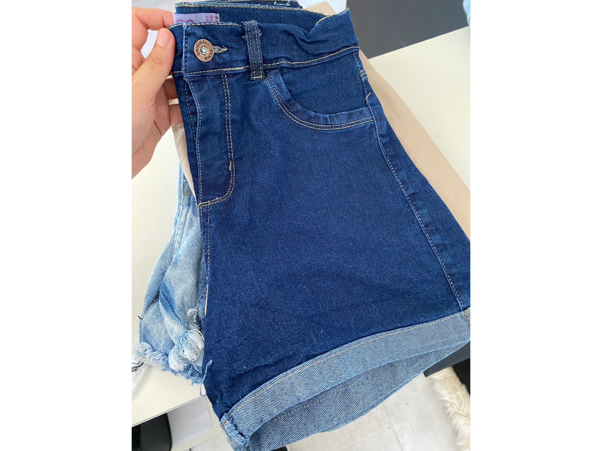 Short azul liso elastizado