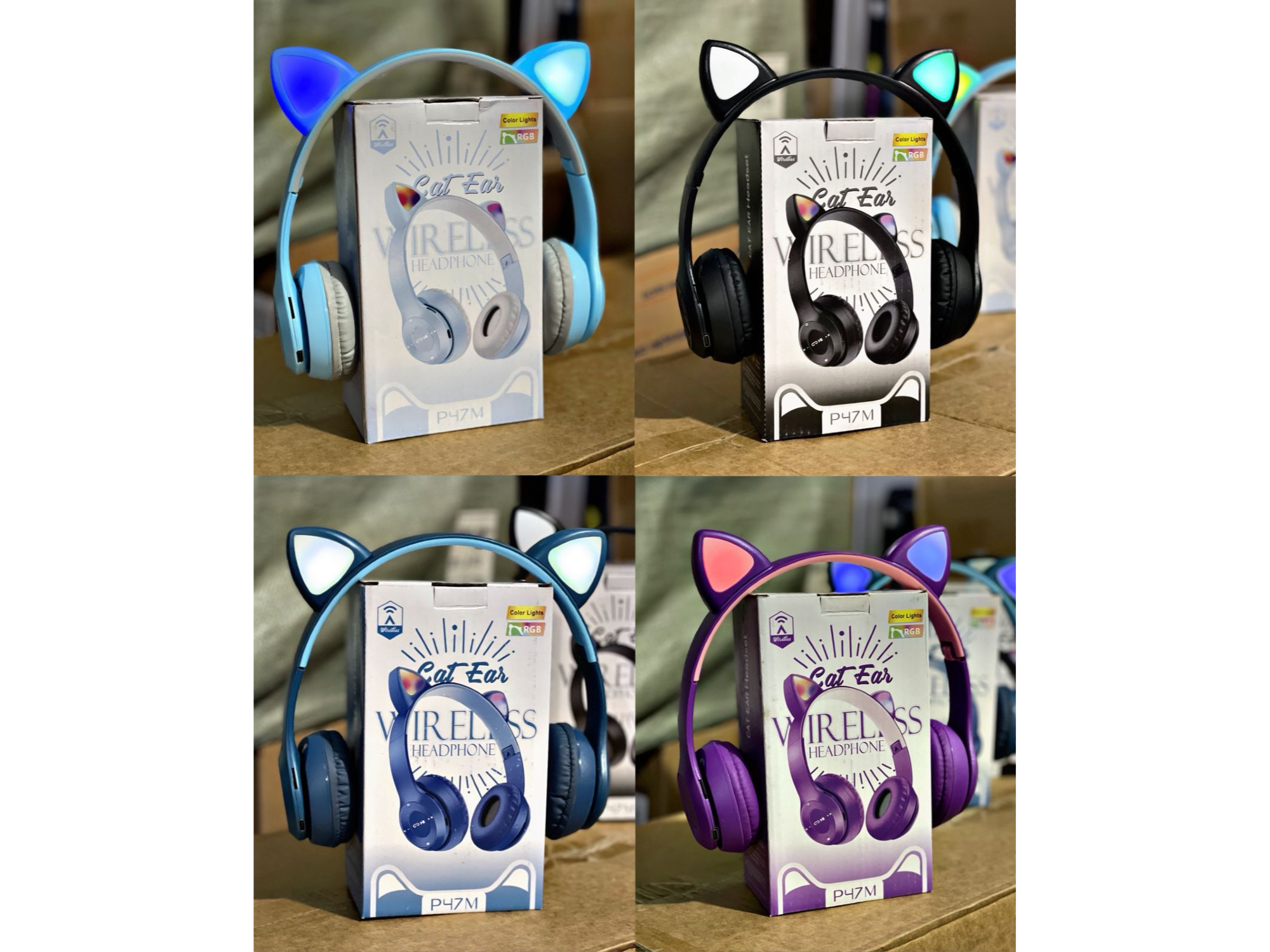 Auriculares P47 Gatito con Luces RGB