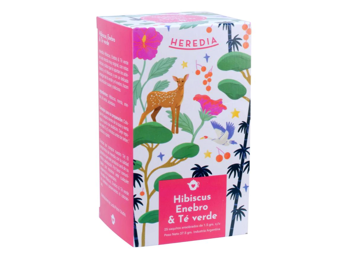 Té de Hibiscus, Enebro y Té Verde Heredia 25 saquitos