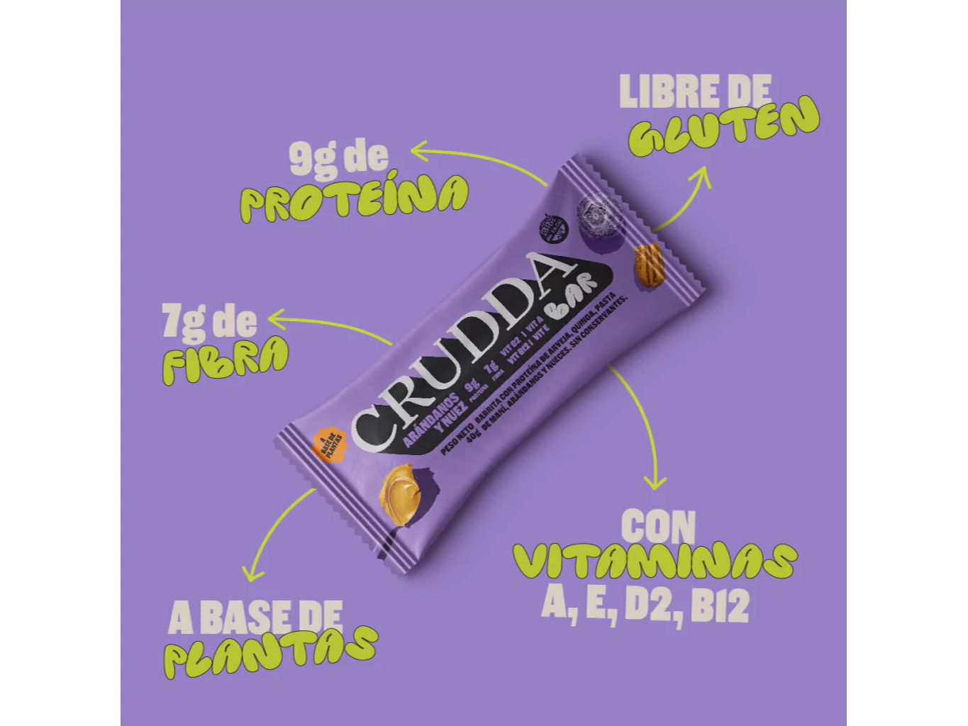Barra Arándanos y Nuez Crudda Bar 40g